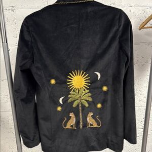 Never Fully Dressed Black Jacket with Yellow Stitching Embroidery - Size 4 - NWT